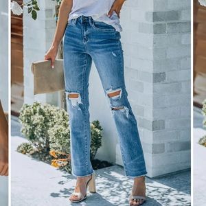 Vici Vervet Character High Rise Distressed Straight Leg 27